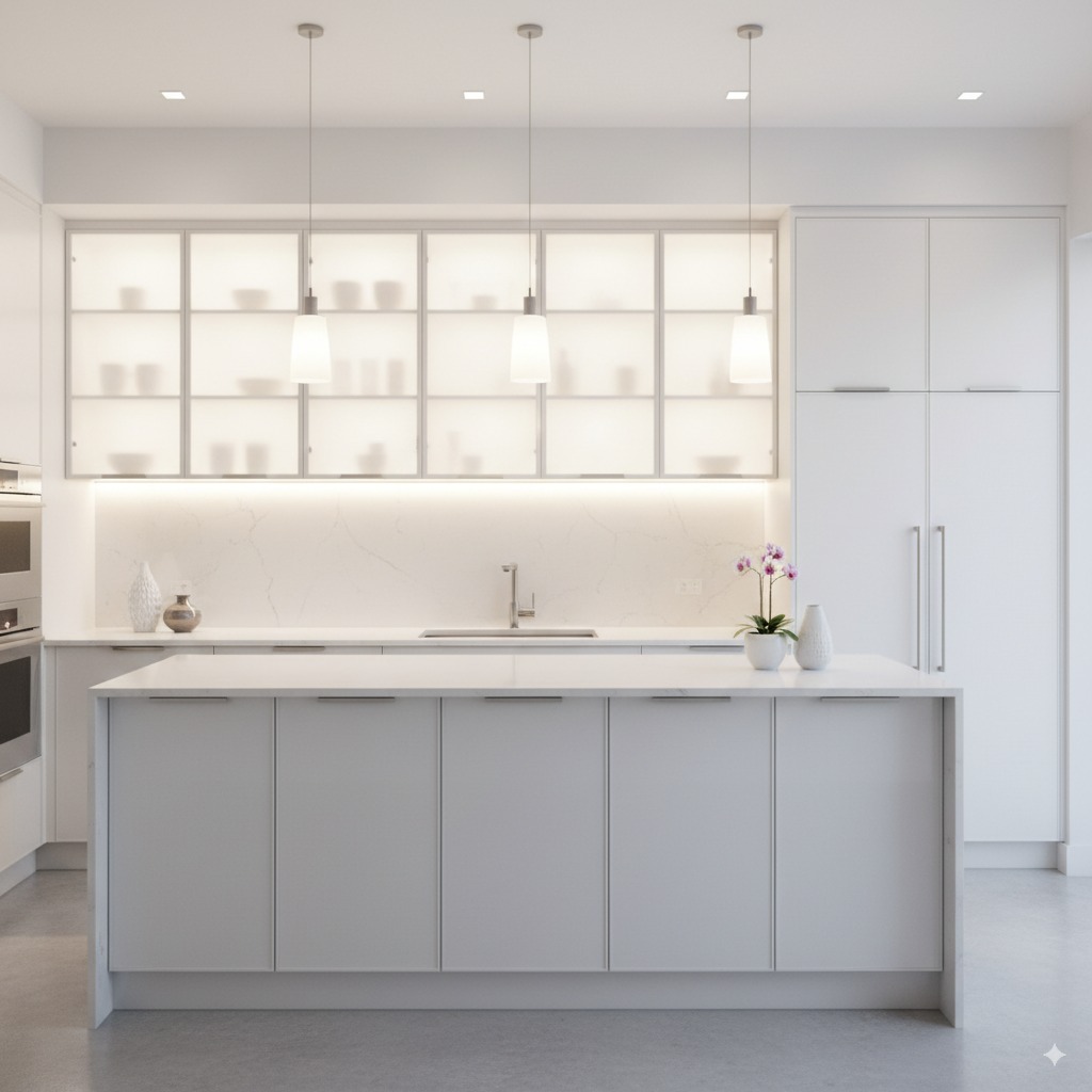 Satin Sandblasted Glass Edge Grinding for Cabinet Doors