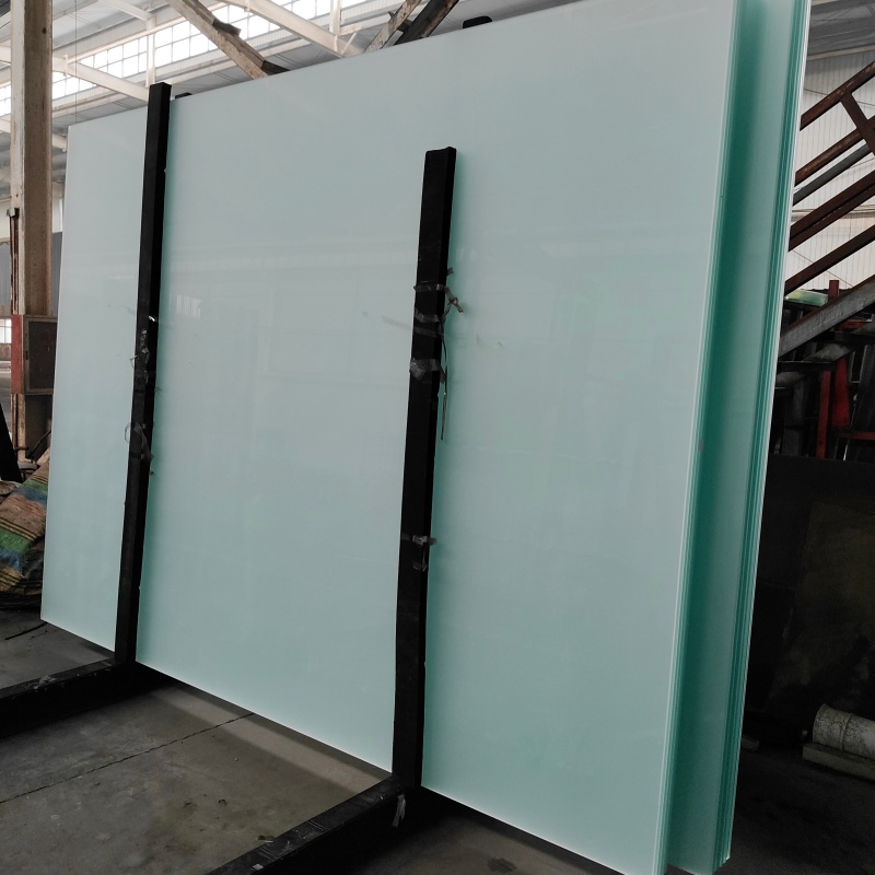 Acid etched glass offers elegant privacy